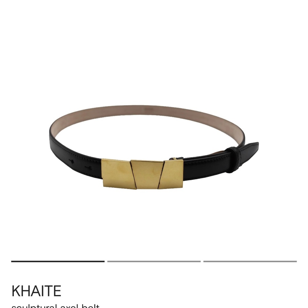 KHAITE Axel Black Belt with Gold Accents